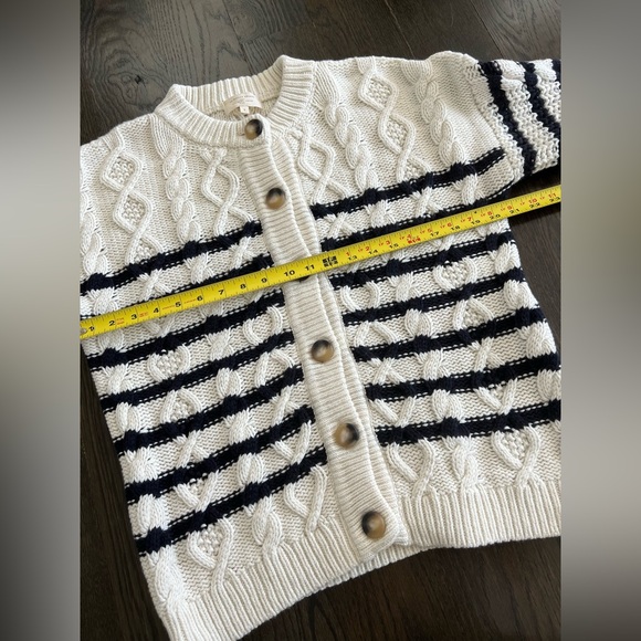 Sezane Sean Cardigan Sz S in Ecru Navy Blue - Picture 8 of 9